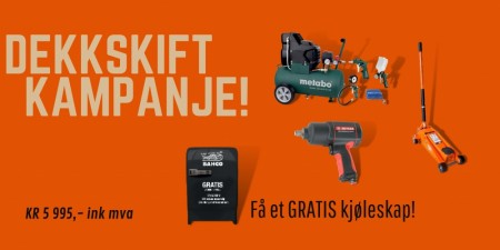 Dekkskift kampanje! Jekk 3T - 24L kompressorsett - Muttertrekker - Gratis kjøleskap!