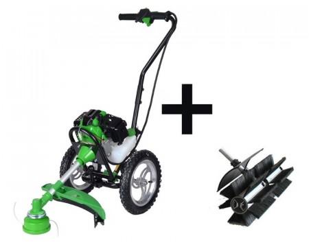 Gresstrimmer med hjul + Feiekost